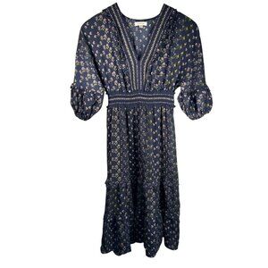 2/$30 Max Studio Small Prairie Cottage Floral Boho Midi Dress Brunch Wedding
